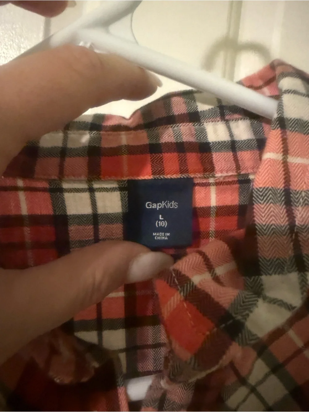 GAP Kids Red and White Plaid Button-Up Shirt size 10